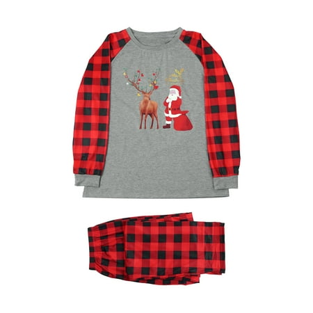 

Parent Child Women Mom Outfit Merry Christmas Letter Plaid Print Parent Child Plaid Long Sleeves Trousers Pajama Set Family Pajamas Set Not Christmas