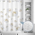 thumbnail image 2 of No Hook Shower Curtain, White Conch Coastal Shower Curtains for Bathroom with See Through Top Window, Nautical Summer Beach Ocean Sea Waterproof & Washable Bath Curtain Extra Long 72"x96", 2 of 9