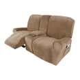 thumbnail image 4 of LiveGo 2 Seater Velvet Recliner Sofa Slipcover with Cup Holders, Stretch Loveseat Recliner Sofa Cover with Console Slate, Slipcover Protector for Living Room, 4 of 12