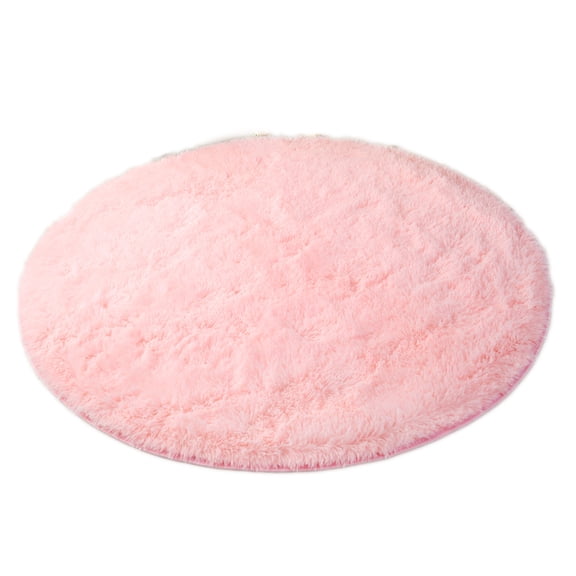 72.05x72.05 inches Soft Round Area Rug for Bedroom, Modern Fluffy Circle Rug, Indoor Plush Circular Nursery Rugs Area Rugs for Living Room, Pink