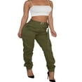 thumbnail image 2 of Pantalon Cargo Taille Haute pour Femmes Pantalons à Poches Multiples Décontractés, 2 of 5