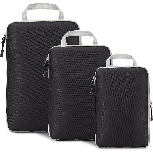 Organizador de maletas extensible de 3 piezas, organizador de equipaje de viaje liviano (negro)