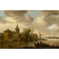 thumbnail image 3 of Jan van Goyen 14x11 Black Modern Framed Museum Art Print Titled - River View with Church and Farmhouse (1653), 3 of 5
