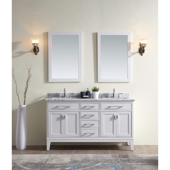 Ari Kitchen & Bath Danny 60" Solid Wood Bathroom Vanity in White