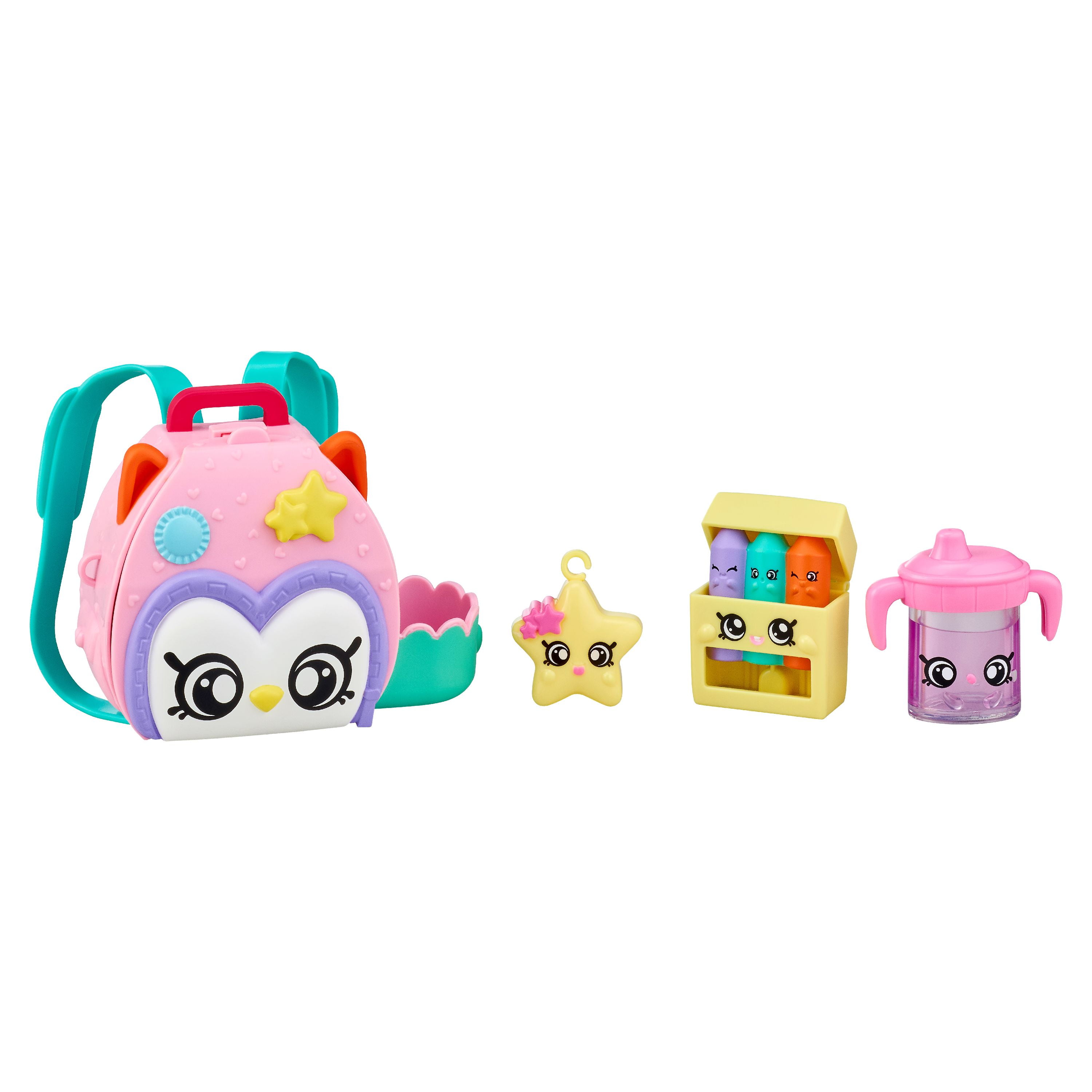 Kindi Kids Owl Petkin Backpack or Puppy Petkin Lunchbox and 3 Shopkins