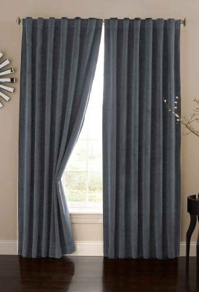 Eclipse Absolute Zero Velvet 100% Solid Blackout Home Theater Curtain Panel, Blue, 50x63