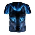 thumbnail image 2 of AYYUFE Unisex Vivid 3D Wolf Printed Short Sleeve T-shirt Round Neck Plus Size Tee Top - Black - M, 2 of 7