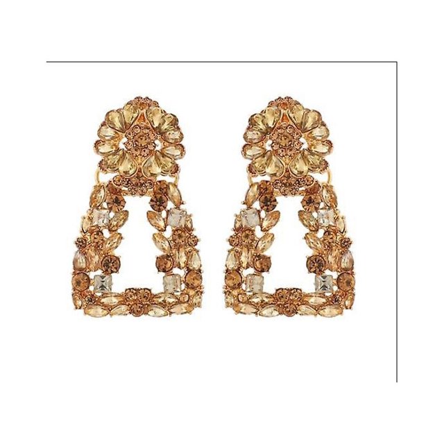Pendientes colgantes TUNC de cristal de Bohemia gran triángulo cuadrado Sencillez