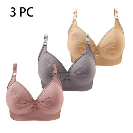 Xdegoge Clearance Sales Today Deals Prime Women Wireless Bras for Women 3 Pack High Support No Wire Bras Plus Size Multipack High Impact Full Coverage Bras Workout Running Sports Bra Breathable Strap