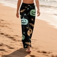 thumbnail image 4 of Womens Halloween Pajama Pants Drawstring Wide Leg Lounge Sleep Bottoms Relaxed Fit Full Length Comfy Pjs Breezy Wide Leg with Adjustable Waist for Cozy Nights Green S, 4 of 6