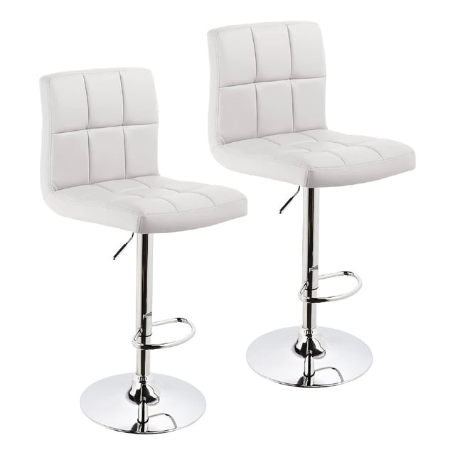 Set de 2 Bancos Hidráulicos Giratorios Sillas Altas Para Barra Desayunador Hogar Lumax Color Blanco