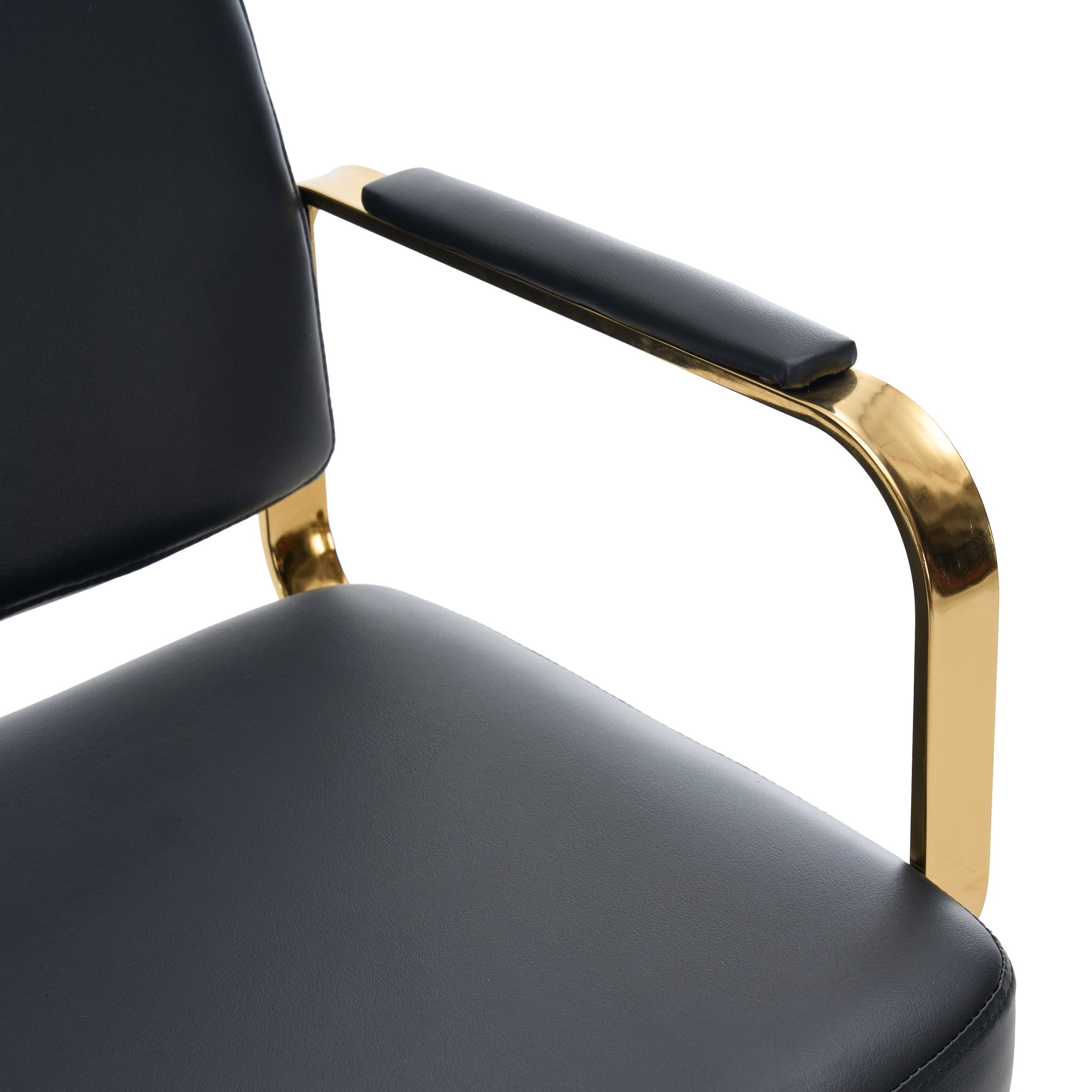 Noble House 360° Swivel Salon Styling Chair with Footrest, Adjustable Height, Black + Gold