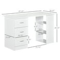 thumbnail image 4 of HOMCOM 47" Modern Home Office Computer Desk Bookcase Combo Writing Table Workstation with 3 Drawer and Storage Shelf - White, 4 of 9