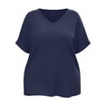 thumbnail image 4 of BSDJILFG 50% Plus Size Tops for Women Casual Short Sleeve Button V Neck Basic T Shirt Loose Sleep Pajama Lounge Tops S-5XL, 4 of 7