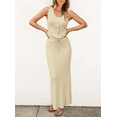 thumbnail image 6 of Arach&Cloz Women's Lightweight 2 Piece Sets Summer Vacation Button Top and Maxi Skirt Outfits 2025, 6 of 8