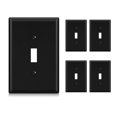 thumbnail image 1 of ELEGRP Toggle Glossy Black Light Switch Wall Plate, 1-Gang Large Size Switch Covers, Unbreakable Polycarbonate Replacement Faceplates Covers, UL Listed, Color-matched Screws Included (5 Pack), 1 of 6