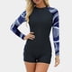 thumbnail image 2 of TaTaai Women Long Sleeve Full Zip One Piece Wetsuit Printed Conservative Surf Diving Swimsuit Stretch Ladies Beach Vacation Wear UV Protection Comfortable Swimwear Gift, 2 of 7