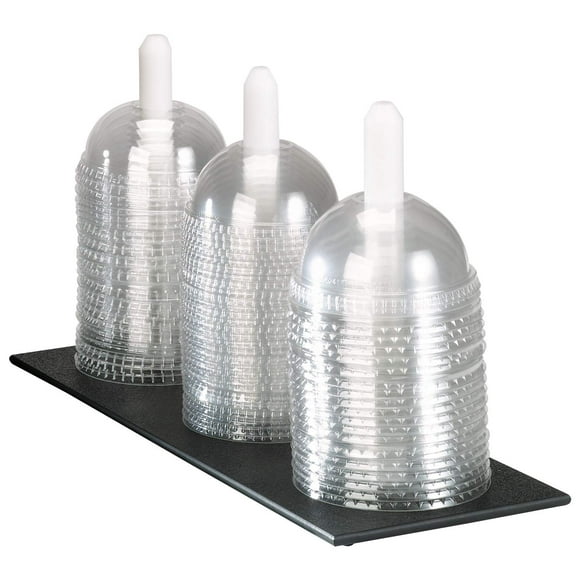 Dispense-Rite FDL-3 Thee Section Dome Lid Holder Flat 8 oz. to 44 oz. Dome Lids Black Polystyrene 9"" H x 5"" W x 14-1/2"" D