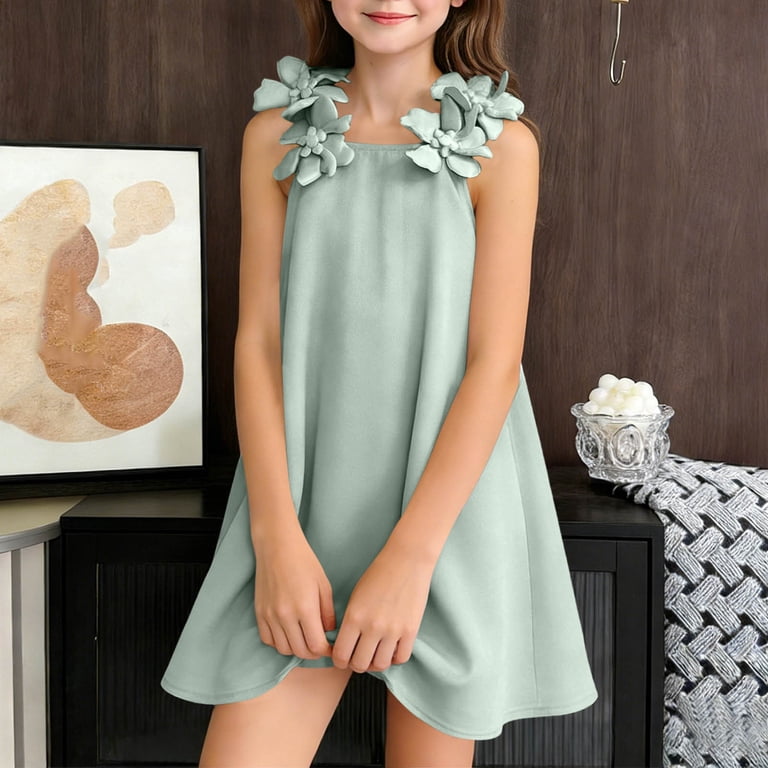 Miluxas Girl's 3D Floral A Line Cami Dress Ruffle Sleeveless Summer Mini Dresses White 2-3 Years Miluxas Girl's 3D Floral A Line Cami Dress Ruffle Sleeveless Summer Mini Dresses White 2-3 Years