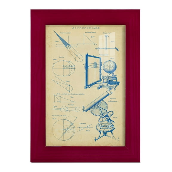 Vintage Astronomy II -Framed Print w/glass-Cherry Red