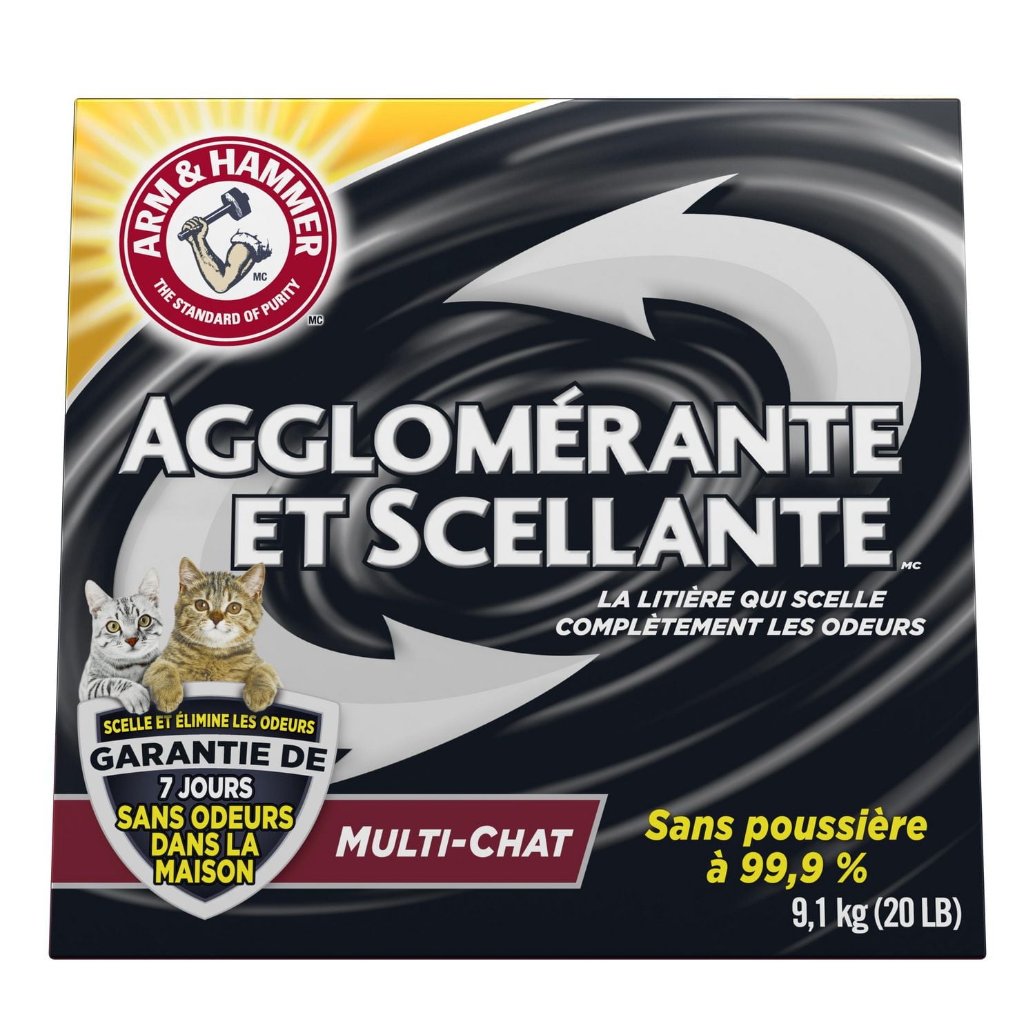 Litière Agglomérante et Scellante d'Arm & Hammer Multi-Chat pour chats 9,1 kg