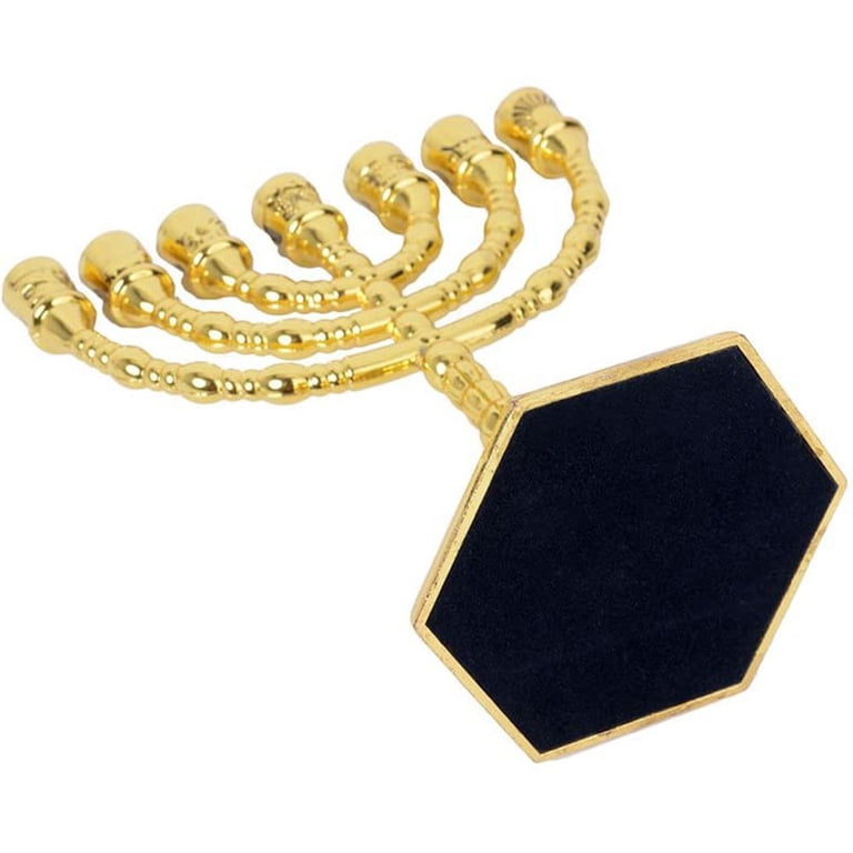 Gold 8-Inch 7-Branch Menorah with 12 Tribes Symbols photo 3