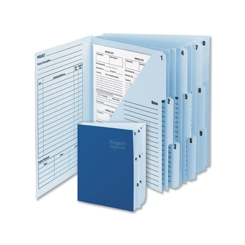 10-Pocket Project Organizer 10 Sections, 1/3-Cut Tab, Letter Size, Lake Blue/Navy Blue