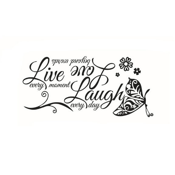 Live Every Moment, Laugh Every Day, Love Wall Stickers - Family Inspirational Quote Decals for Living Room, Bedroom, Home, 22.8" x 10.6" PVC, Removable & Eco-Friendly