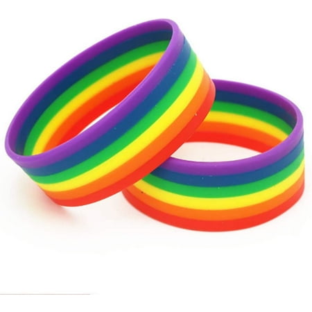 Rainbow Rubber Bracelets Lgbt Bracelet Silicone Rubber Gay Pride ...