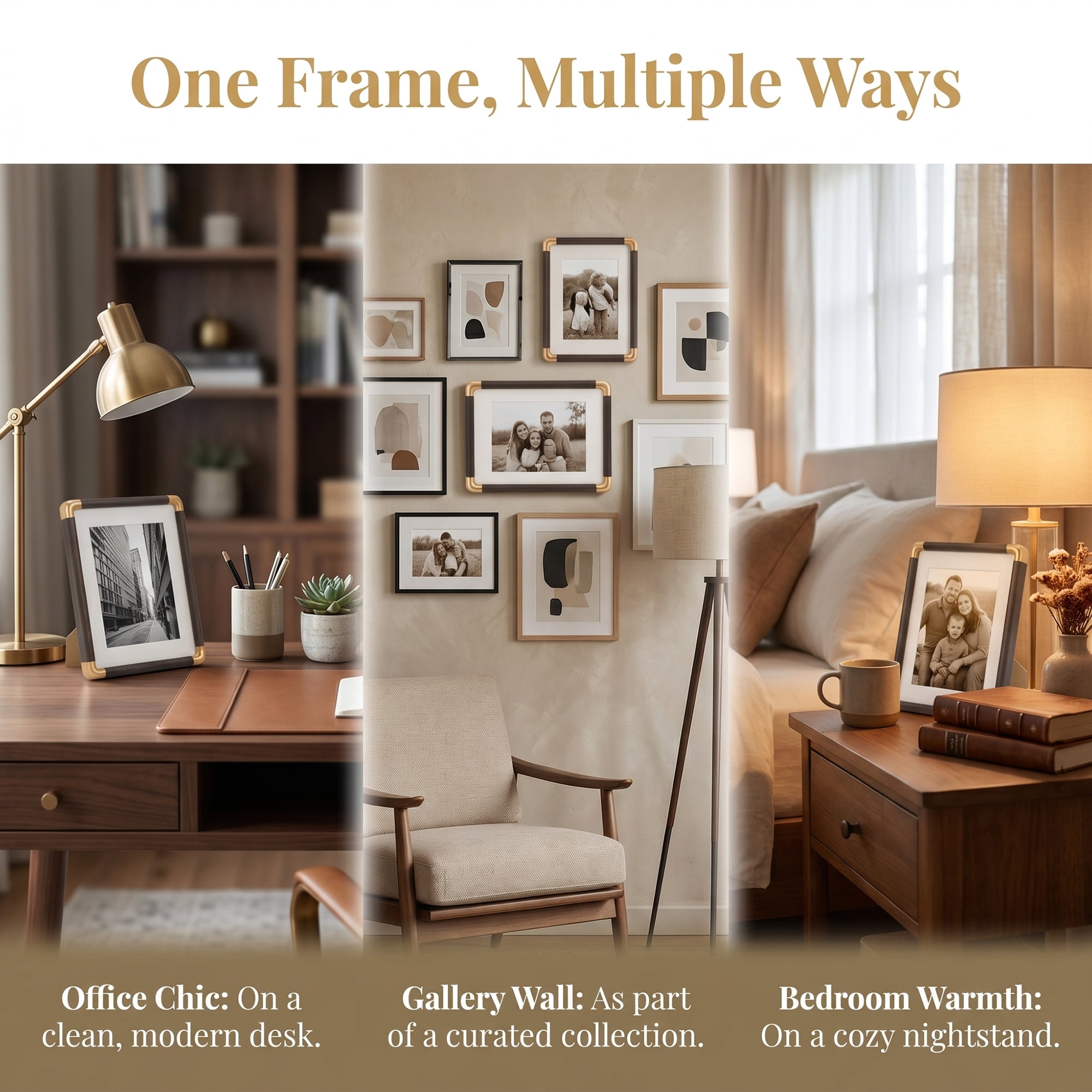 Unique Bargains Rounded Edge Plastic Photo Frame Black Walnut Wood Color 4" x 6"