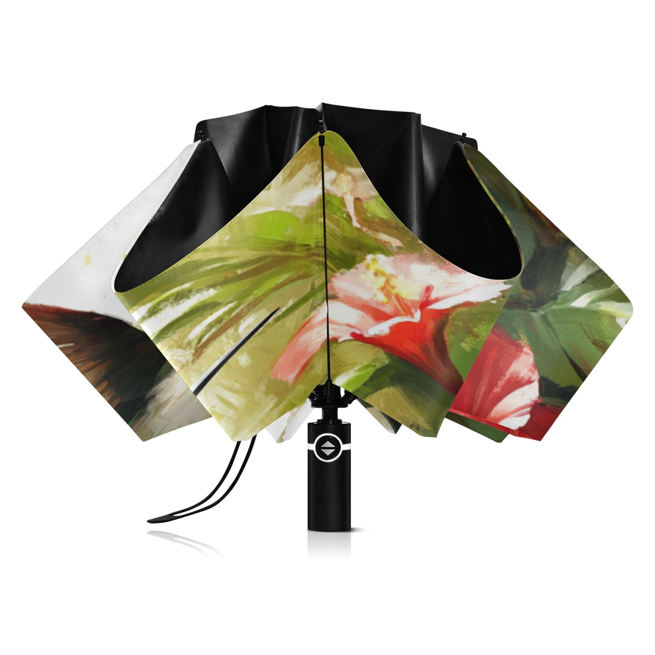 Hummingbird and Hibiscus Extra Large Automatic Umbrella, UV Protection, Waterproof, Auto Open and Close