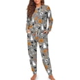 thumbnail image 3 of HELLHERO Halloween Pjs Set for Women Ghost Pumpkin Printed Drawstring Pajamas Soft Sleepwear Skull Printed Loungewear with Pockets, L, 3 of 5