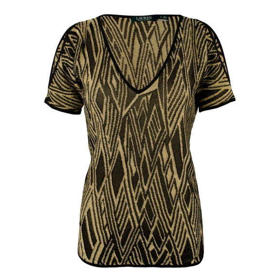 Women's Petite Cutout-Shoulder Geometric Sweater-BG-PL