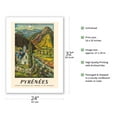 thumbnail image 2 of Pyrenees (Pyrénées) Mountains - France - Spain - Vintage Railroad Travel Poster by Gerard Cabet c.1962 - Bamboo Fine Art 290gsm Paper Print (Unframed) 24x32in, 2 of 4