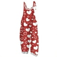 thumbnail image 2 of Women Valentines Baggy Overall Cute Heart Print Sleeveless Straight Leg Jumpsuits Valentine Adjustable Straps Overalls Pants, 2 of 3