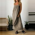 thumbnail image 3 of JBXKXYW Summer Dresses for Women Women's Spring and Summer Casual Cotton and Linen Suspenders Dress Drsses Maxi Dress Sundresses for Women (Khaki,S), 3 of 4