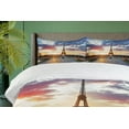 thumbnail image 4 of Ambesonne Eiffel Tower Duvet Cover Sets, Sunrise Scenery, 2-Queen, Navy Yellow Green, 4 of 7