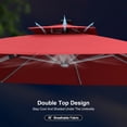 thumbnail image 4 of PURPLE LEAF 9FT Square Double Top Deluxe Solar Powered LED Patio Umbrella Outdoor Cantilever Umbrella, Terra, 4 of 15