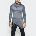 thumbnail image 2 of YLSDY Men's Gothic Irregular Hem Turtleneck Long Sleeve T-Shirt Asymmetrical Longline Tunic Tee Tops Gray XXXL, 2 of 5