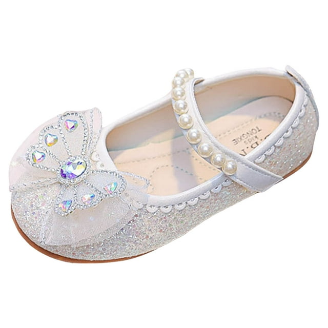 QHFBli Chaussures Mary Jane pour Filles Chaussures Habillées Chaussures d'École pour Tout-Petites Fille pour Filles Robe Mary Jane Fête Mariage Chaussures de Princesse Blanc 5,5-6 Ans