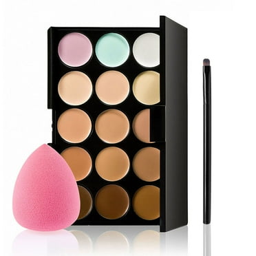 Concealer Palette,15 Colors Puff Oval Makeup Make With Puff Makeup Brush Professional Contour Cream Makeup Kit With Concealer Palette Cream Makeup Kit Palette Professional Contour Tuyya