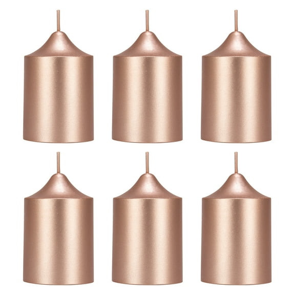Mega Candles 6 pcs Unscented Rose Gold Dome Top Round Pillar Candle, Hand Poured Premium Wax Candles 2 Inch x 3 Inch, Home Décor, Wedding Receptions, Baby Showers, Birthdays, Celebrations, Party & Mor