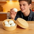 thumbnail image 2 of Deeceymbur Stress Relief Simulation Steamed Dumpling Mini Steamer Food Themed Decor Fidgeting, 2 of 8