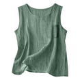 thumbnail image 5 of YAZHPA Hauts en Lin pour Femmes, Débardeurs en Coton et Lin pour Femmes, Chemises d'Été Sans Manches Décontractées à Col Rond, Vert G, 5 of 5
