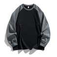 thumbnail image 4 of XRoczxe Men Raglan Color Block Long Sleeve T-Shirt, Casual Crew Neck Contrast Pullover Top, Loose Fit Basic Layer Shirt for Winter Daily Wear Black, 4 of 5
