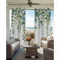 thumbnail image 6 of Eucalyptus Green Blackout Curtains for Bedroom Living Room Darkening Curtains 84 Inch Length 2 Panels Set Gradient Leaves Retro Watercolor Plant Window Curtain Window Treatment Grommet Drapes 52"x84", 6 of 9