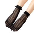 thumbnail image 2 of Black Socks Women Solid Lace Mesh Socks Hollow Ruffle Non Slip Socks Toe Socks, 2 of 3