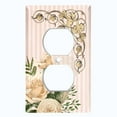 thumbnail image 2 of Metal Light Switch Plate Outlet Cover Elegant White Rose Peach Striped Damask FLW074, 2 of 13