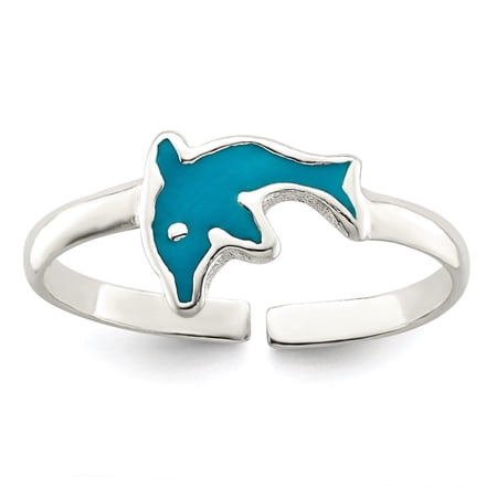 Diamond2Deal 925 Sterling Silver Polished Enameled Dolphin Toe Ring for Women