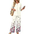 thumbnail image 2 of Womens Sets 2 Piece Outfits 3/4 Length Sleeve Tops and Wide Leg Pants Lounge Sets Summer Casual Matching Sweatsuits, 2 of 7